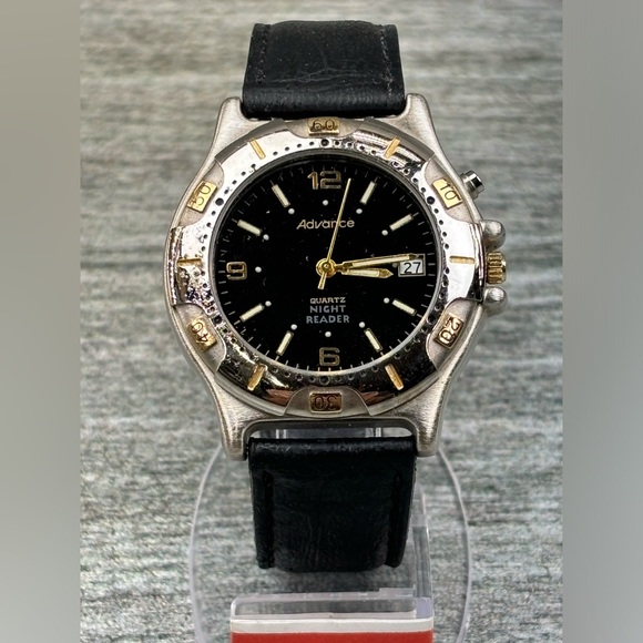 Advance Quartz Night Reader Date VX42 Analog Adult Wrist Watch Japan Works - Picture 3 of 16